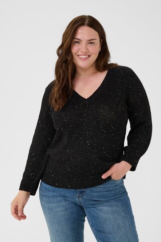 KAFFE CURVE Trui 'KCShiana' in Zwart: voorkant