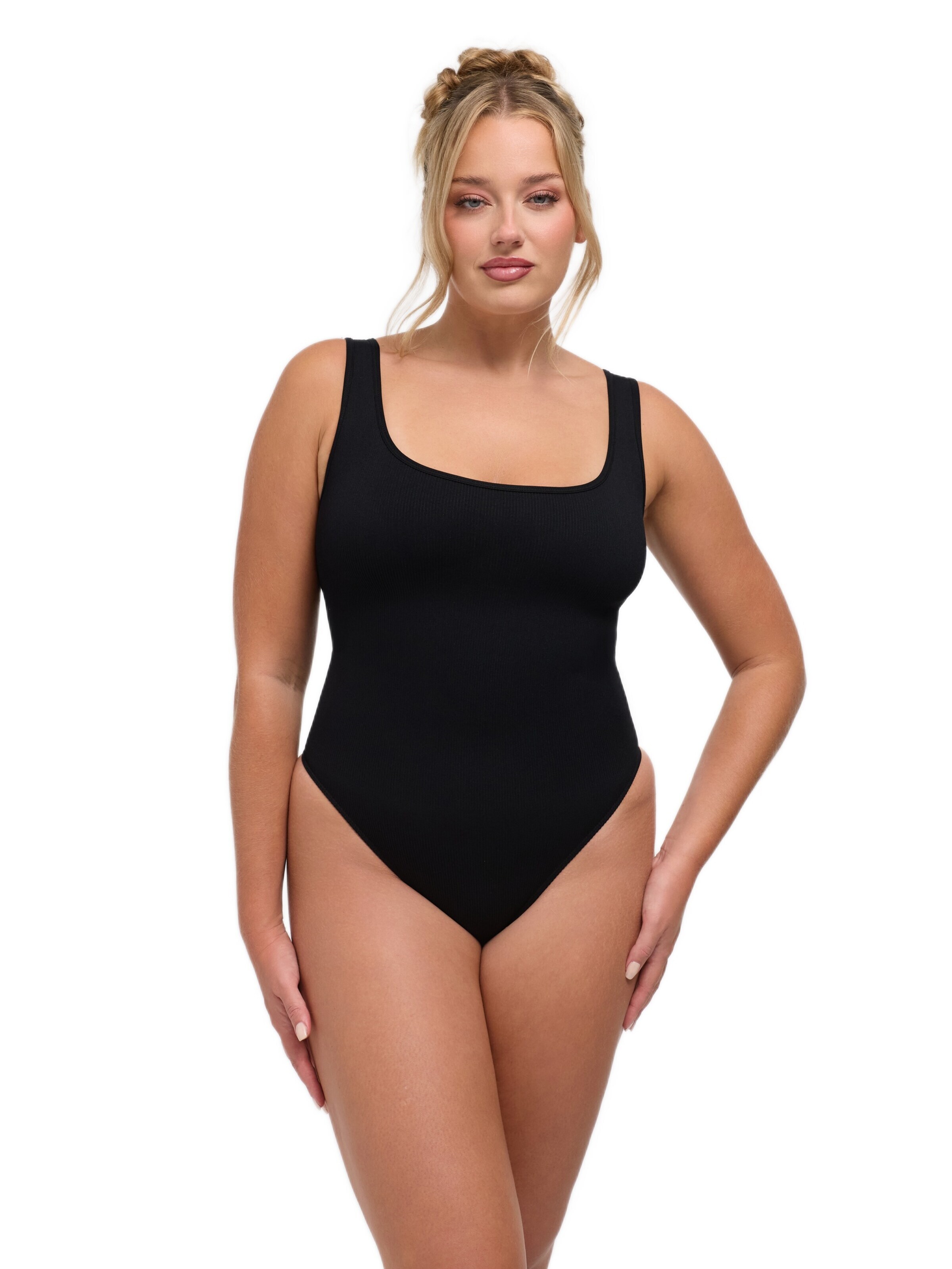 cfab Body 'Ribbed Tank Sculpting Bodysuit with String' - fekete