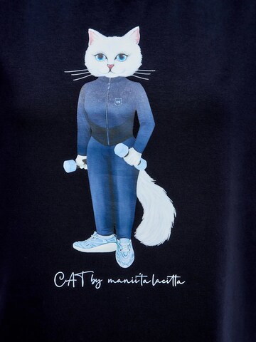 Cat e Lolette Shirt 'Sport cat with dumbbells'‌‌ in Blau