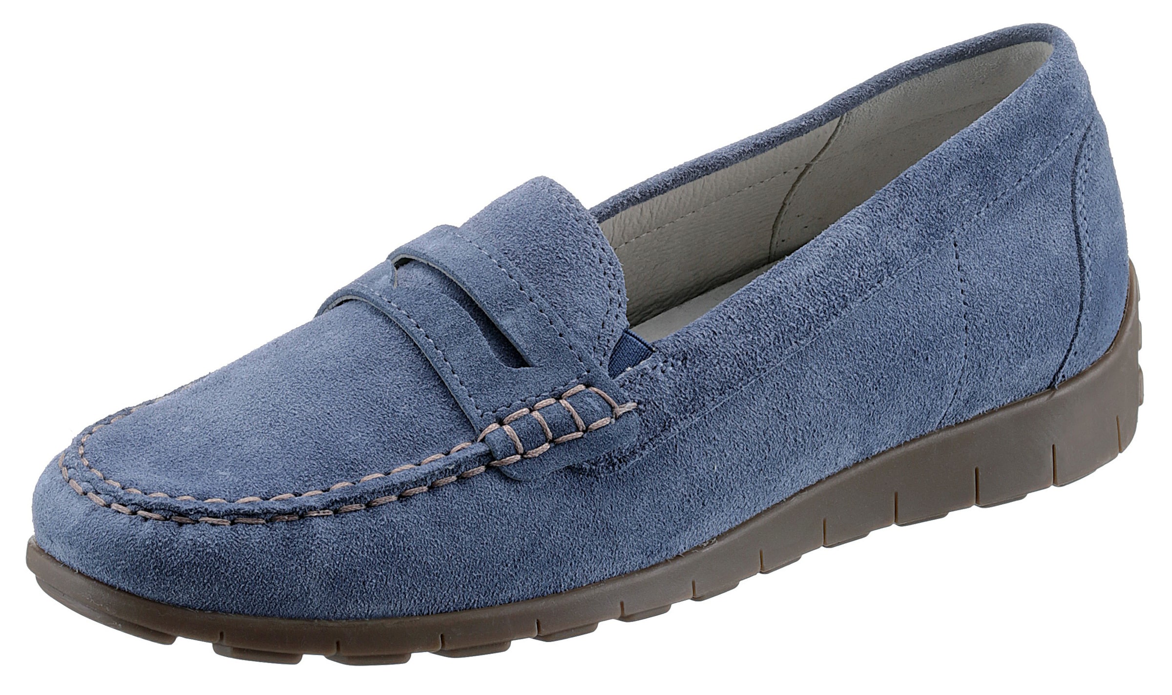 WALDLÄUFER Mokassin in Blau: Vorderseite
