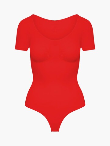 cfab by creamy fabrics Shaping bodysuit 'T-Shirt Bodysuit Sculpting Shapewear mit String' in Red