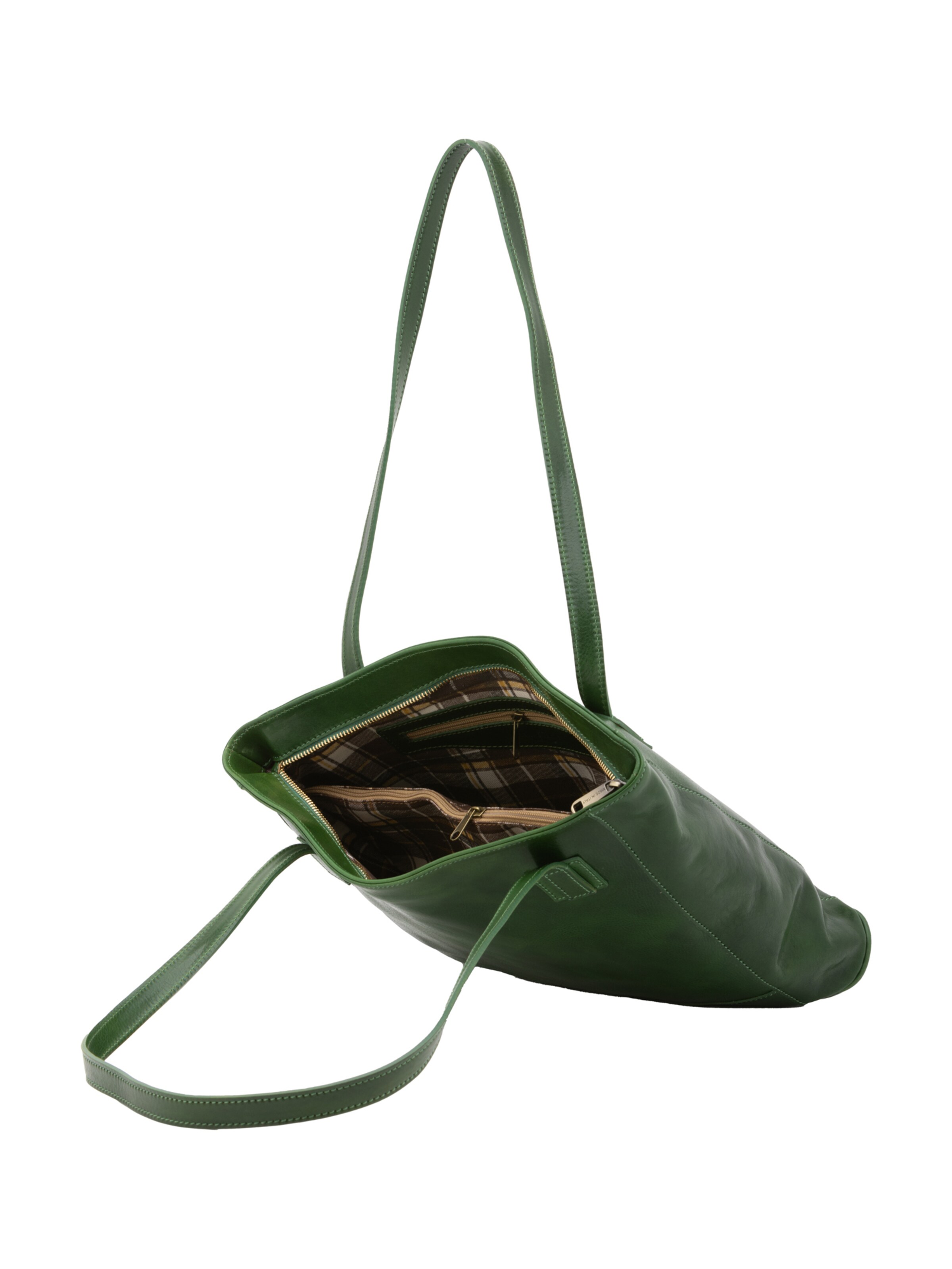 Borsa a spalla 'Borsa a Spalla Donna Cressa Vera Pelle Vacchetta - Chiusura Zip' di I Fratelli in verde