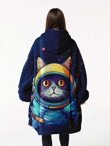 Mr. Gugu & Miss Go Bluzka sportowa 'Astronaut Cat Kocobluza Huggie Blanket Unisex One Size Mr. Gugu & Miss Go' w kolorze niebieski