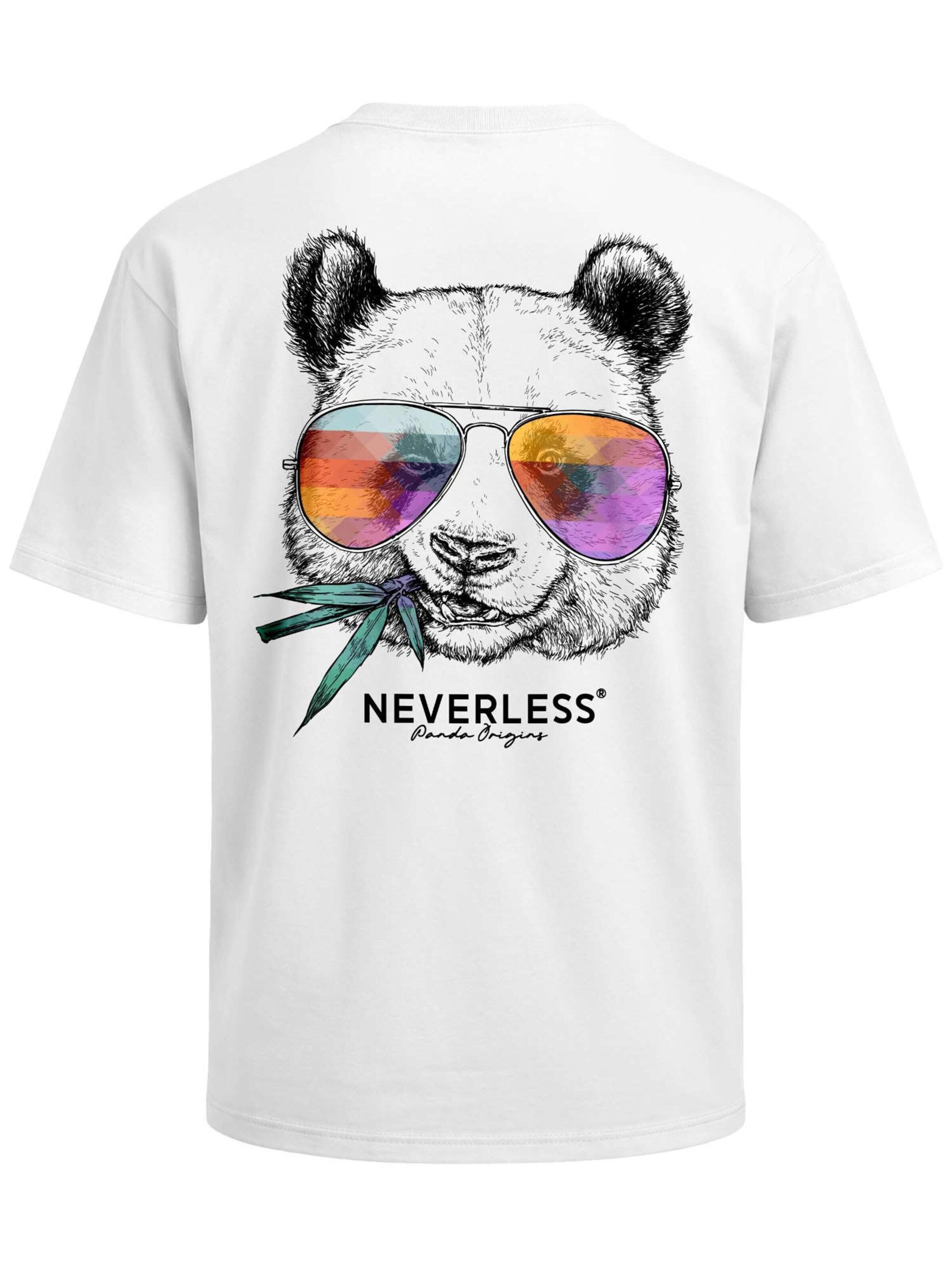 Neverless Shirt 'Panda Bambus' in White