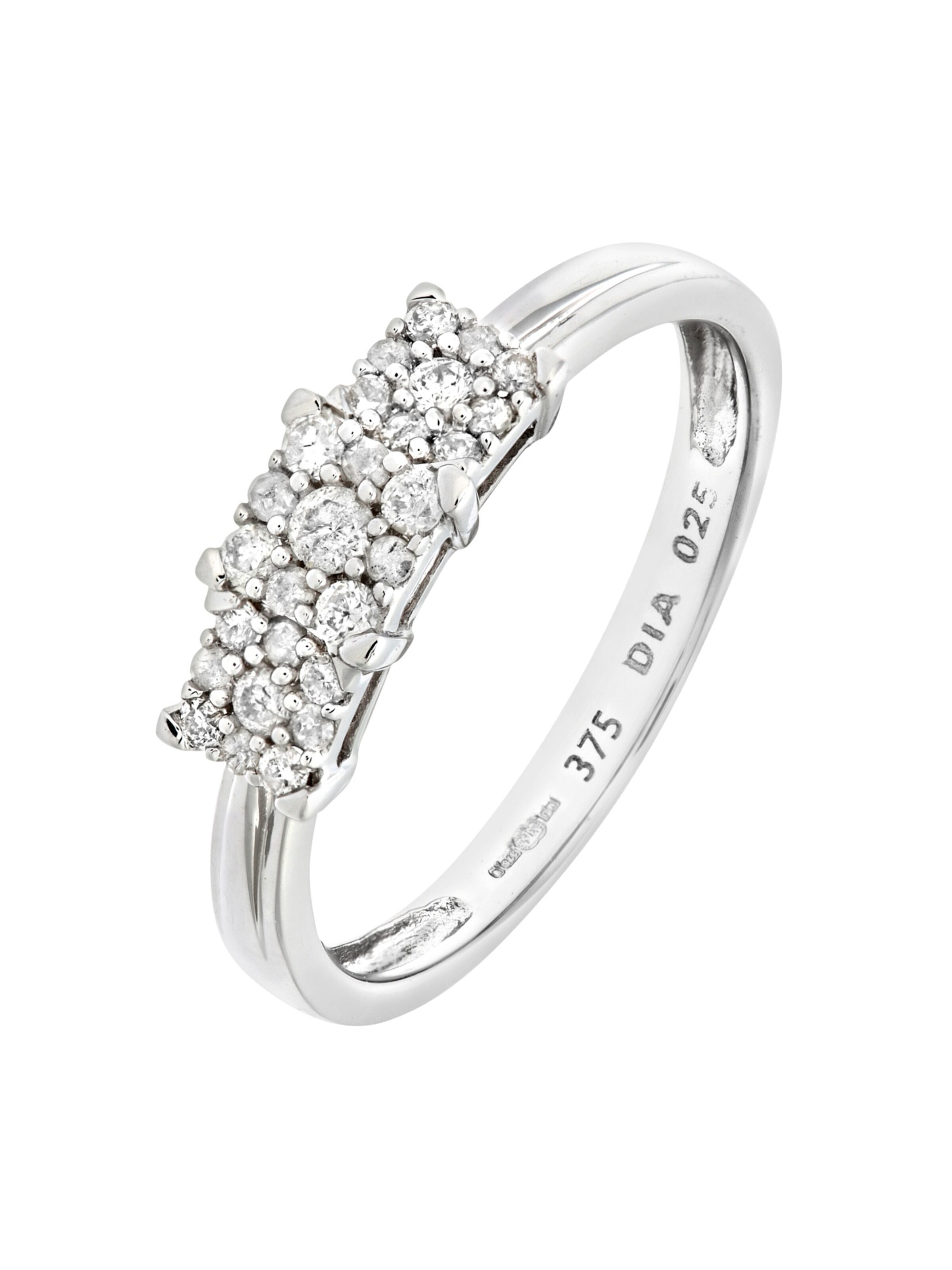 DIAMANT LETERNEL Ring 'Cluster-Ring aus 375 Weißgold mit Diamant'‌‌‌‌‌‌‌‌‌‌ in Silber