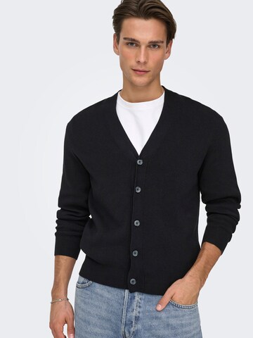 Only & Sons Knit Cardigan 'ONSting' in Black: front