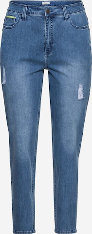 SHEEGO Slimfit Jeans in Blauw: voorkant