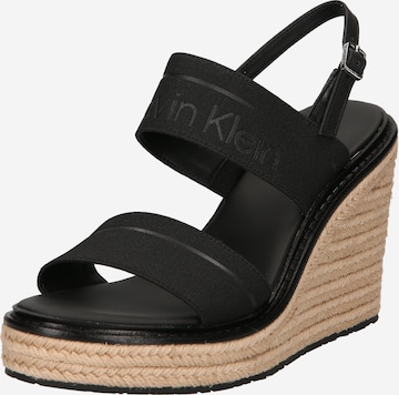 Calvin Klein - Sandalias con hebilla en negro: frente