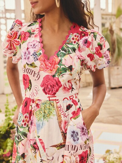 love & roses Robe en vert / rose, Vue avec produit