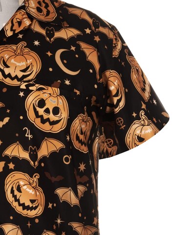 King Kameha Shirt 'Helloween Pumpkin Bat' in Braun