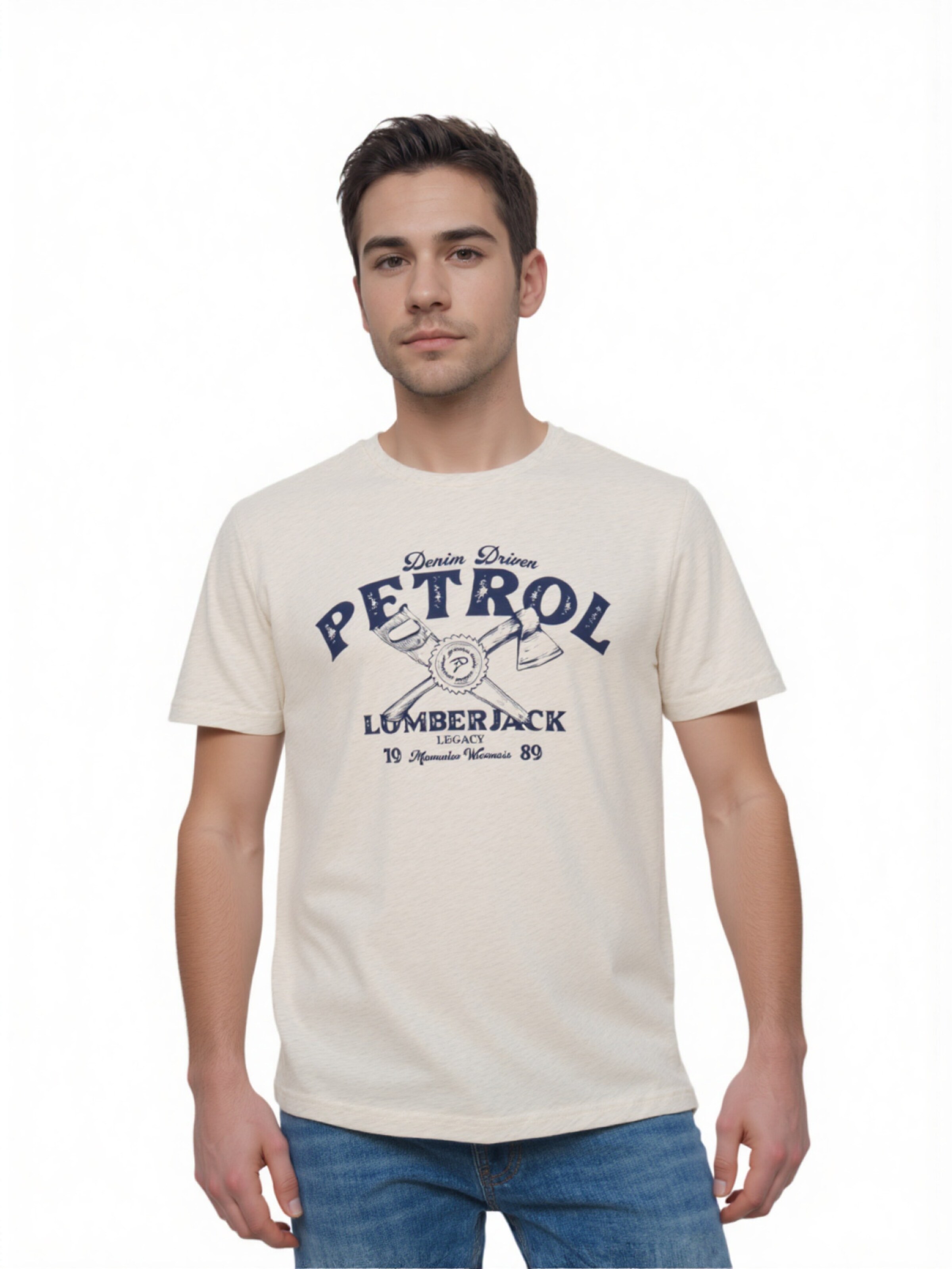 T-Shirt Petrol Industries en blanc : devant