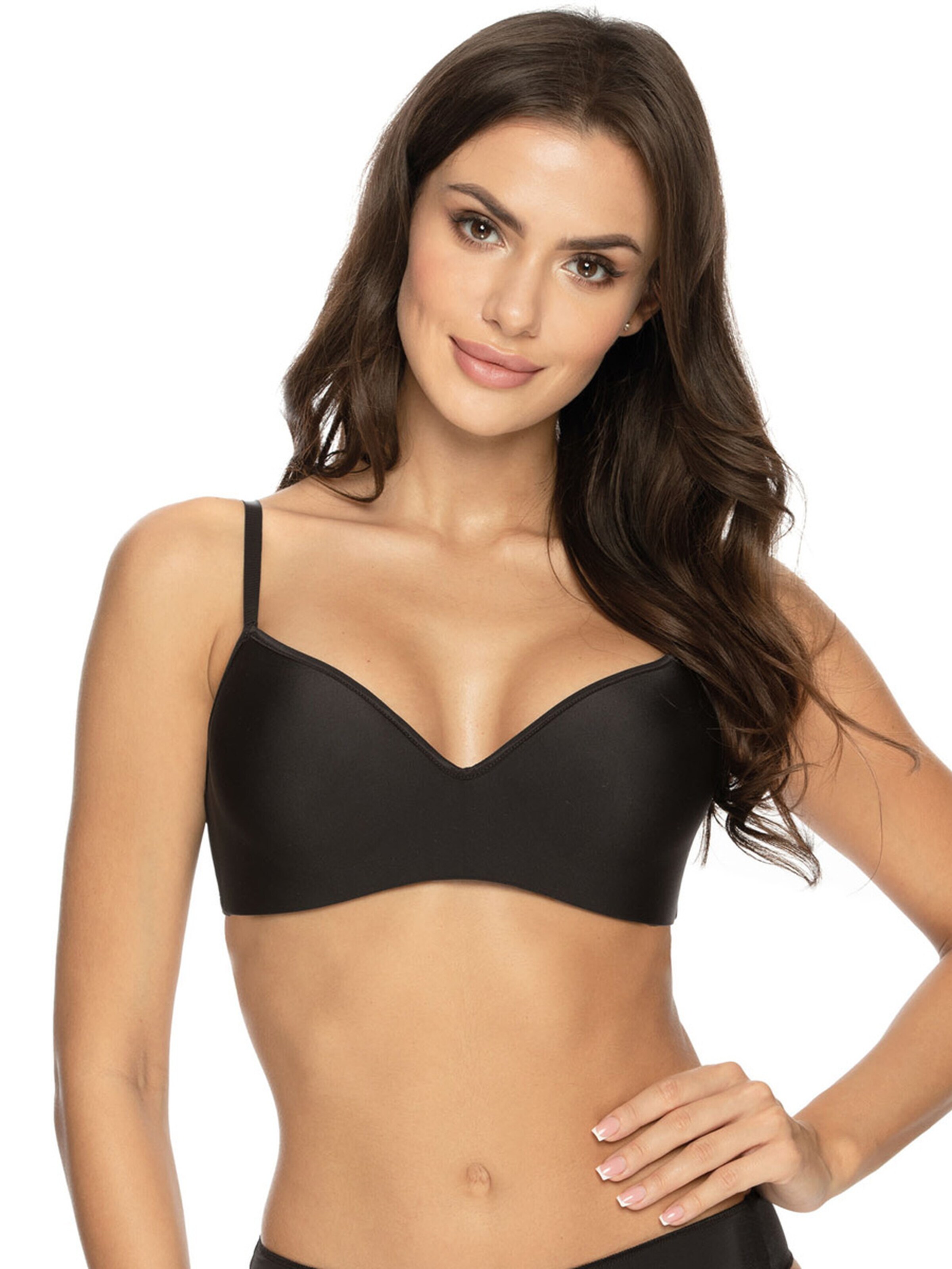 MILENKA Classic Bra 'Wireless t-shirt bra' in Black: front