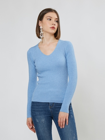 Pull-over Influencer en bleu : devant