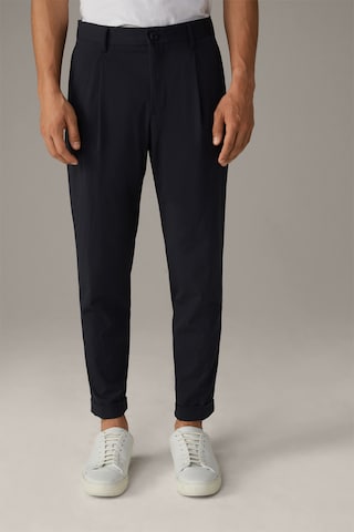 STRELLSON Regular Pleat-Front Pants 'Louis' in Blue: front