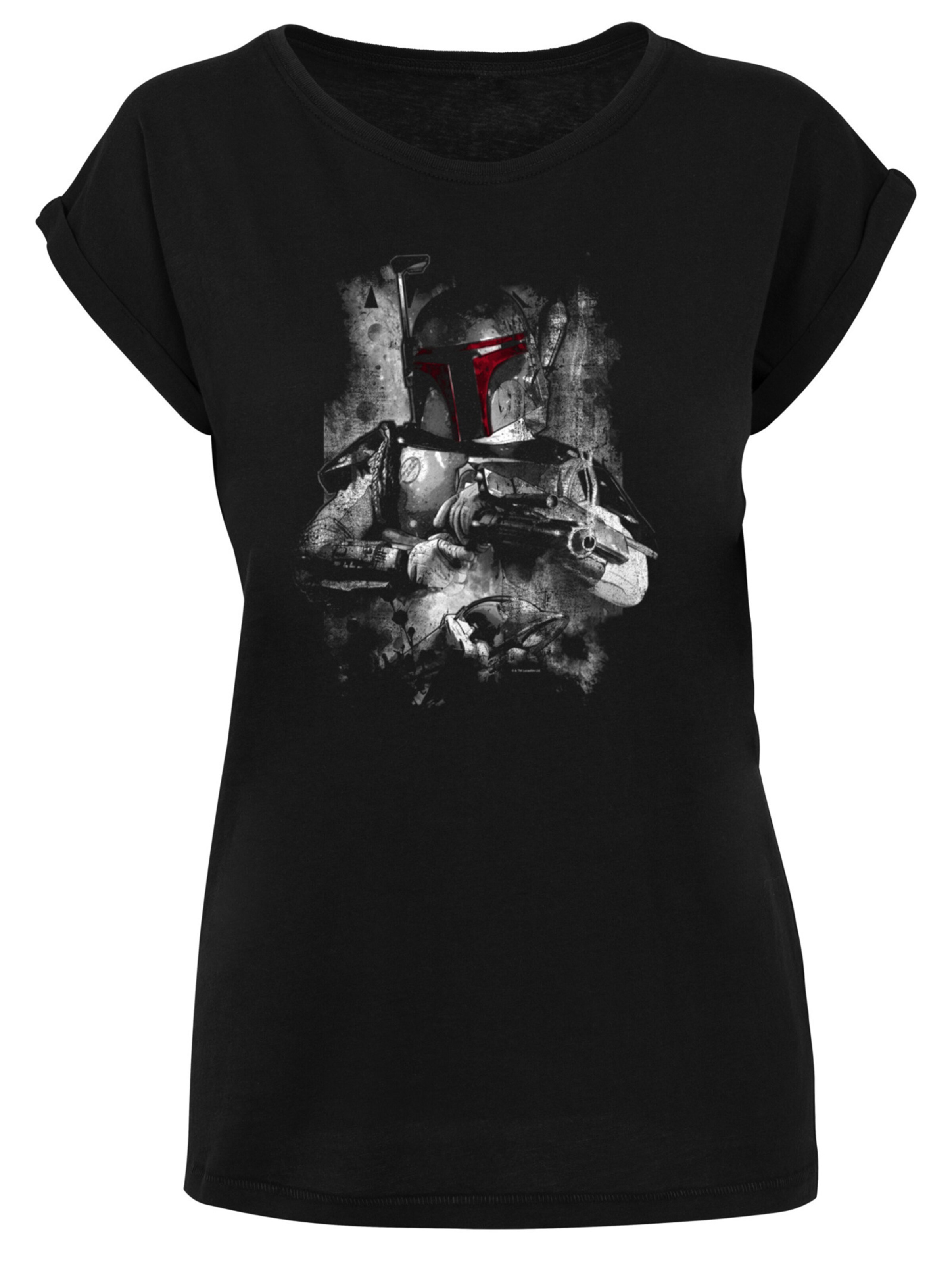 F4NT4STIC Shirt 'Star Wars Boba Fett' in Black: front