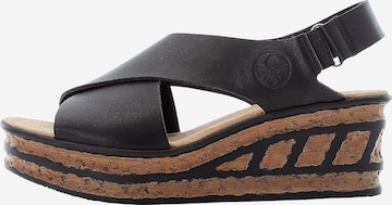 Rieker Strap Sandals in Black