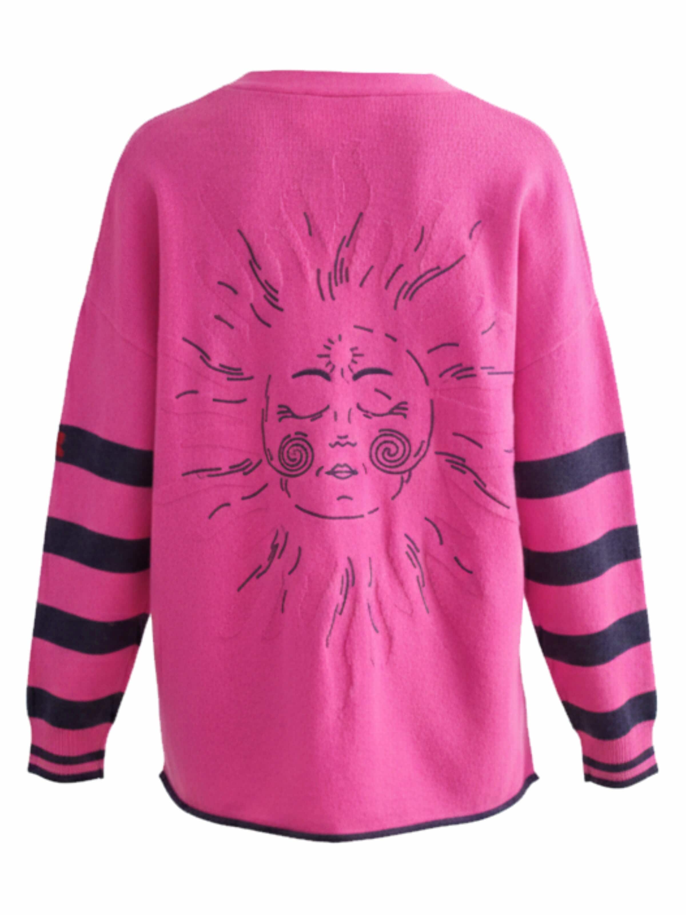 LIKS. Munich Knit cardigan 'Strickjacke Ärmel gestreift aus Organic Cotton-Woll-Mischung - DeltaC' in Pink