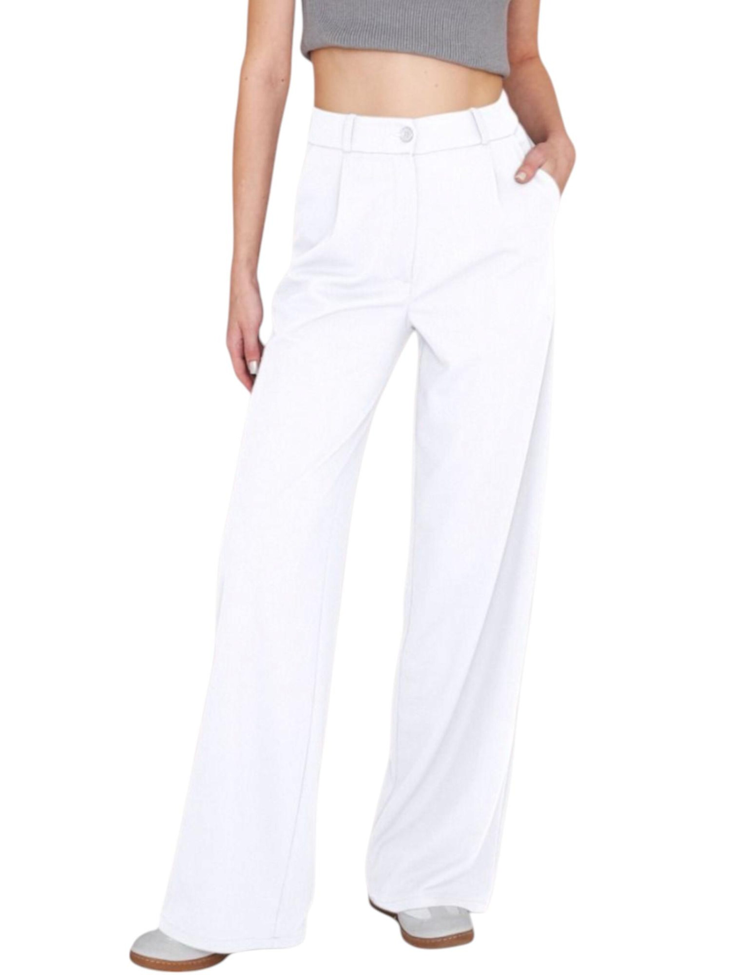 fashionshowcase Wide Leg Bukser med lægfolder 'Seyra' i hvid