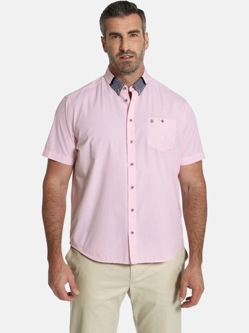 Charles Colby Comfort Fit Kurzarmhemd ' Duke Grayson ' in Pink: predná strana