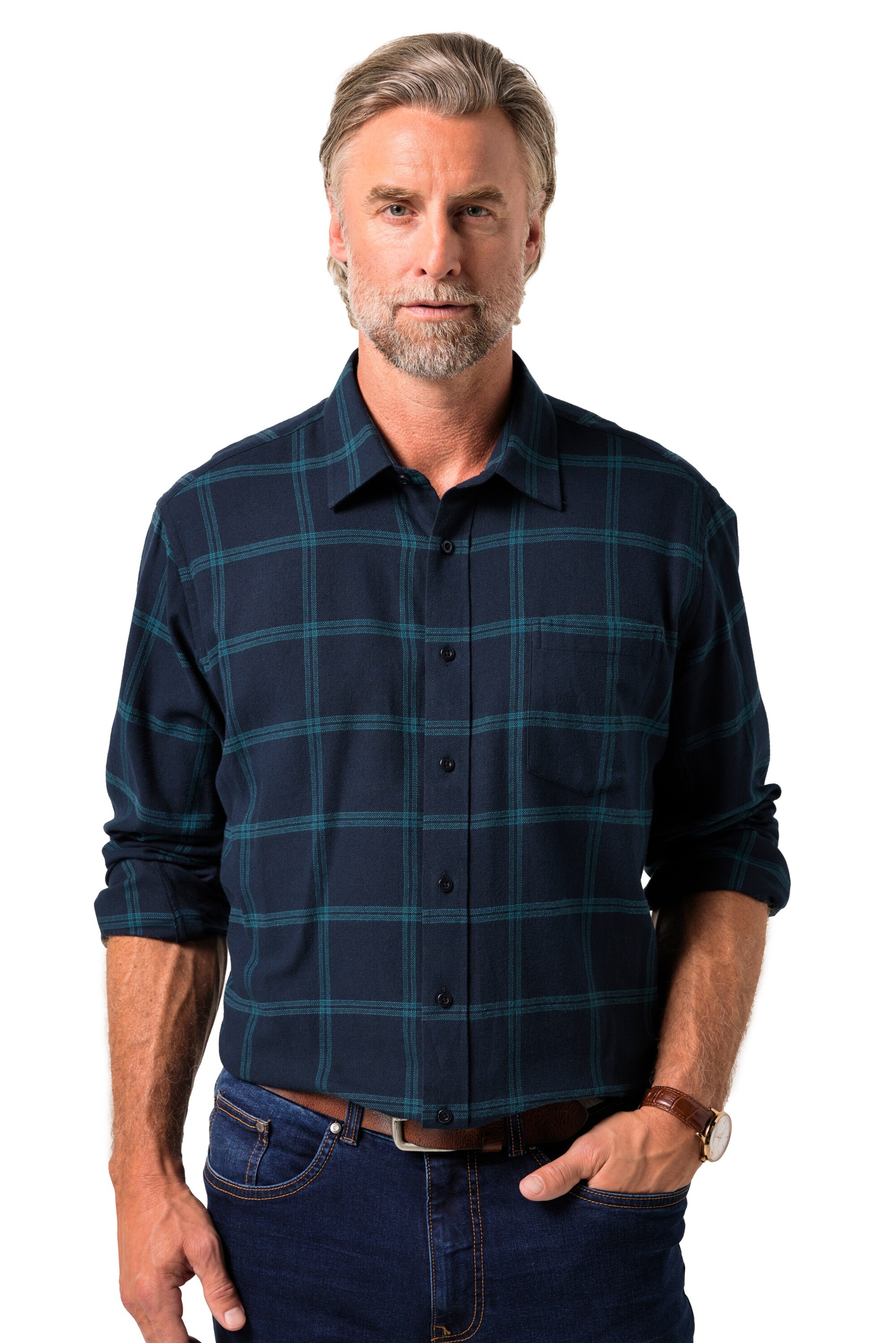 Boston Park Regular Fit Hemd in Blau: Vorderseite