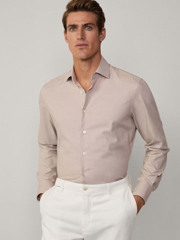 Hackett London Slim Fit Hemd in Beige: Vorderseite
