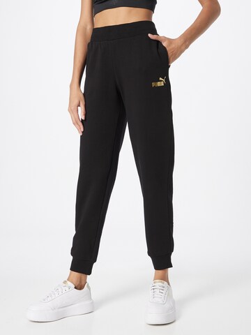 Tapered Pantaloni sport de la PUMA pe negru: față