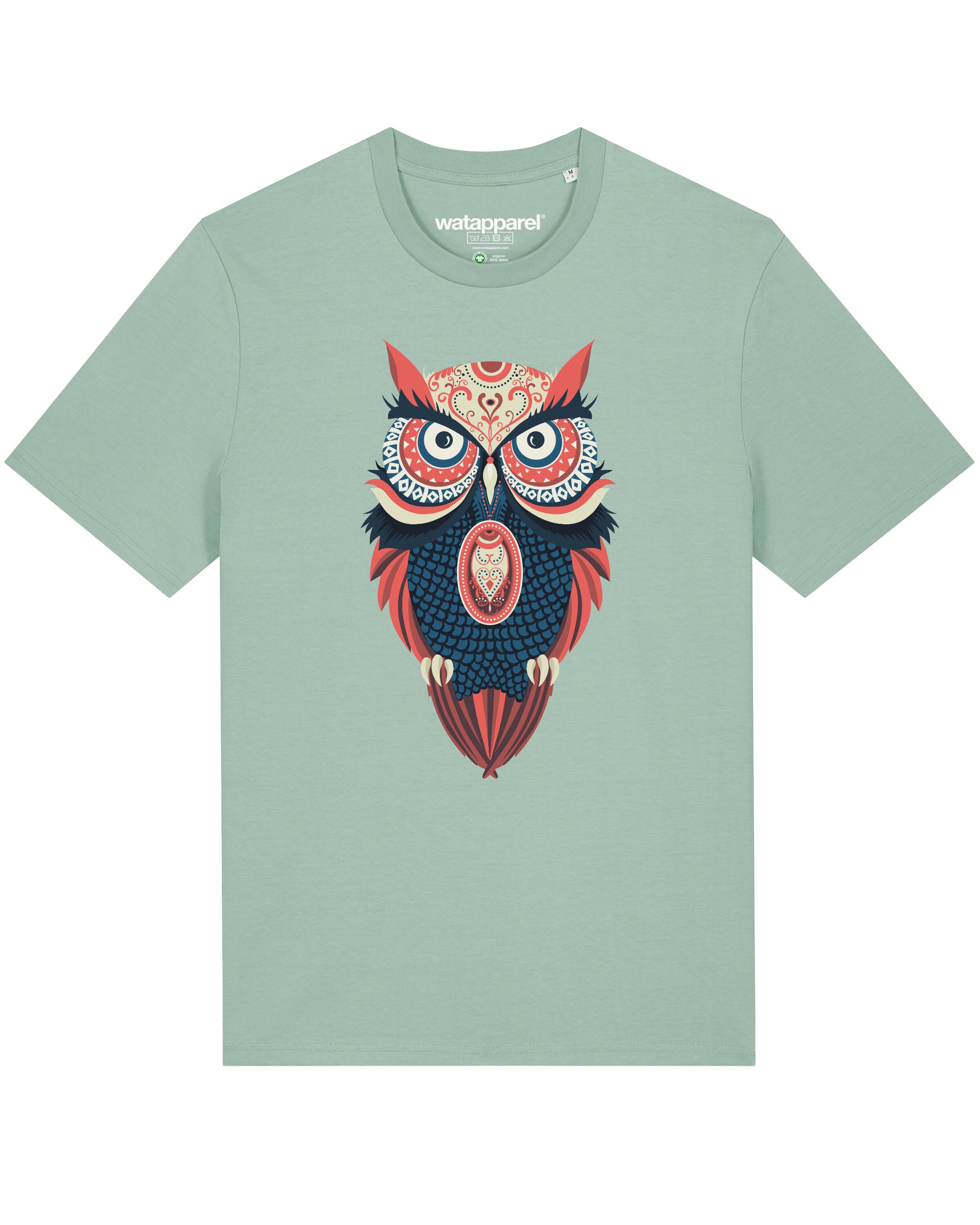 Maglietta 'Colorful Owl' di Watapparel in verde: frontale