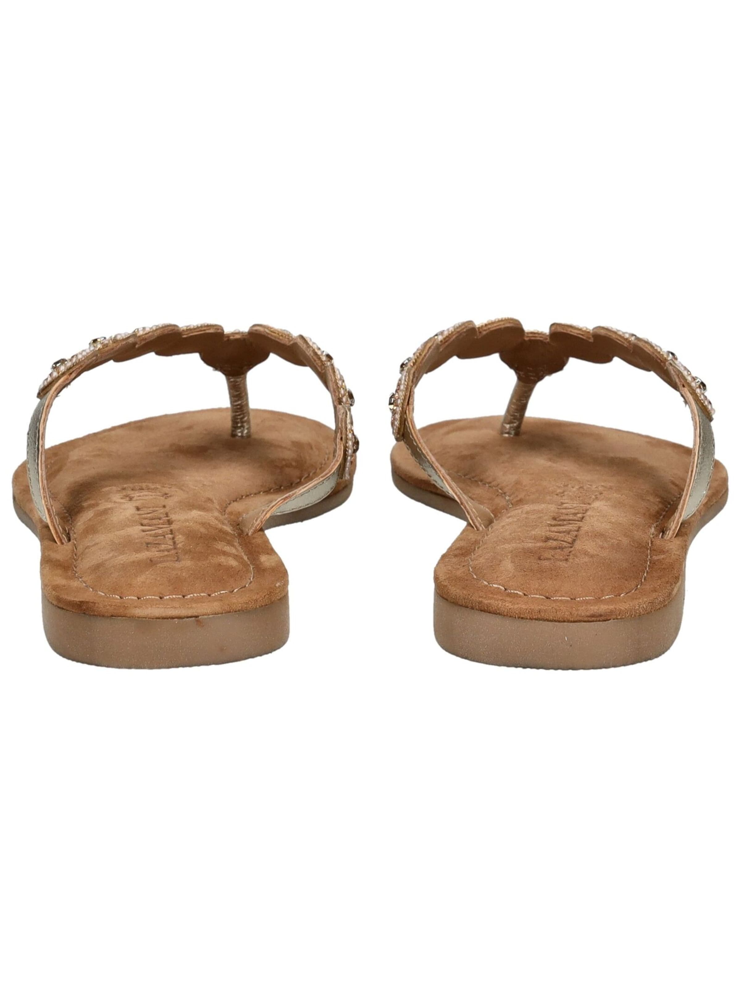 LAZAMANI T-Bar Sandals in Gold
