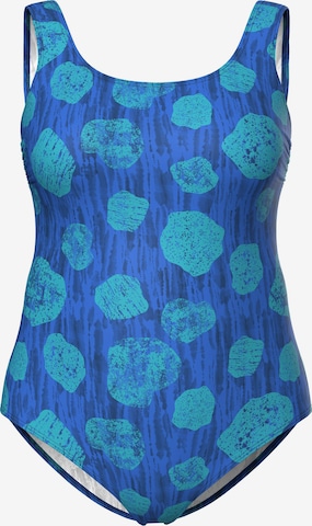Ulla Popken T-Shirt Badeanzug in Blau: Vorderseite