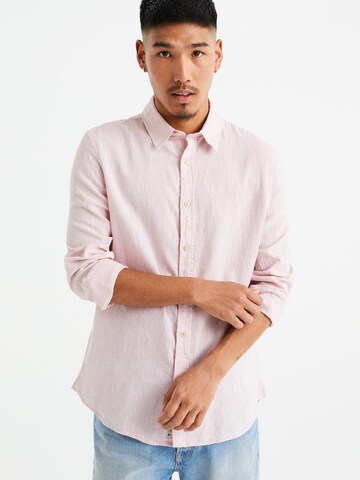 WE Fashion Slim fit Button Up Shirt in Pink: front