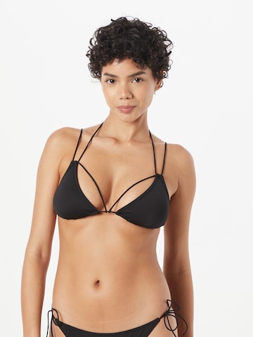 Calvin Klein Swimwear Triangle Bikini Top in Black: front