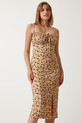 Happiness İstanbul Καλοκαιρινό φόρεμα σε καφέ