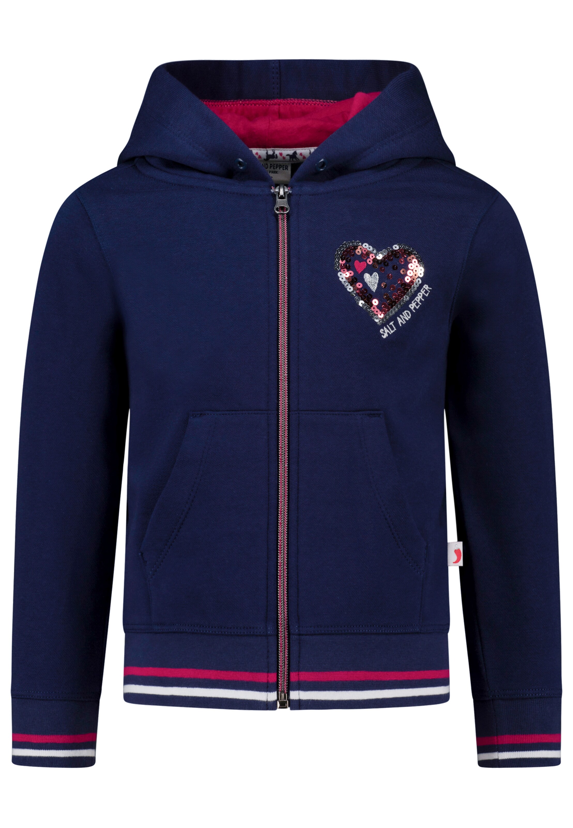 SALT AND PEPPER Zip-Up Hoodie 'Sequins Horse' in Blue: front