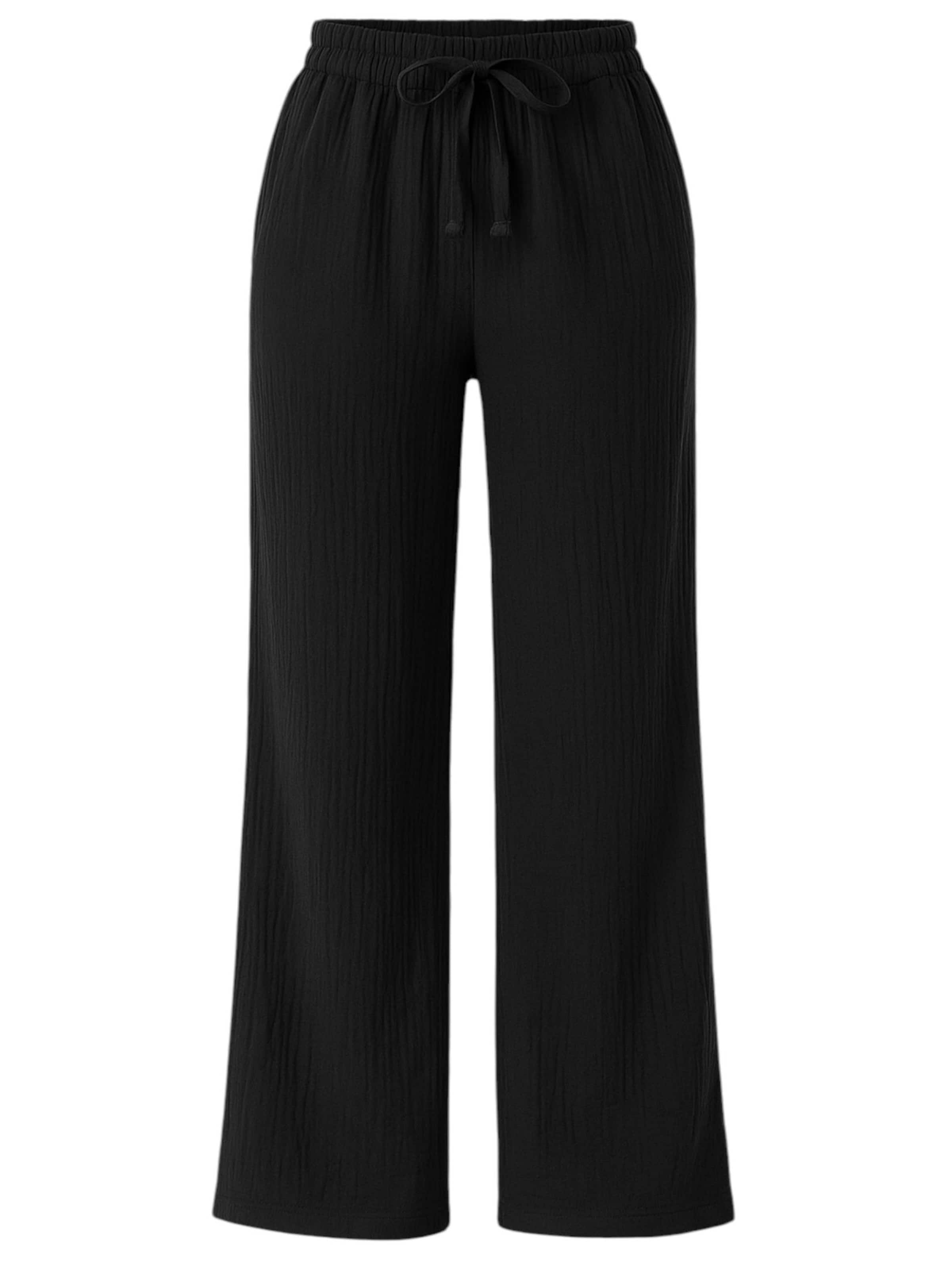 WENOR - Pierna ancha Pantalón 'Eleni' en negro: frente