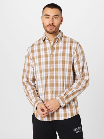 TOM TAILOR Regular fit Button Up Shirt in Brown: front