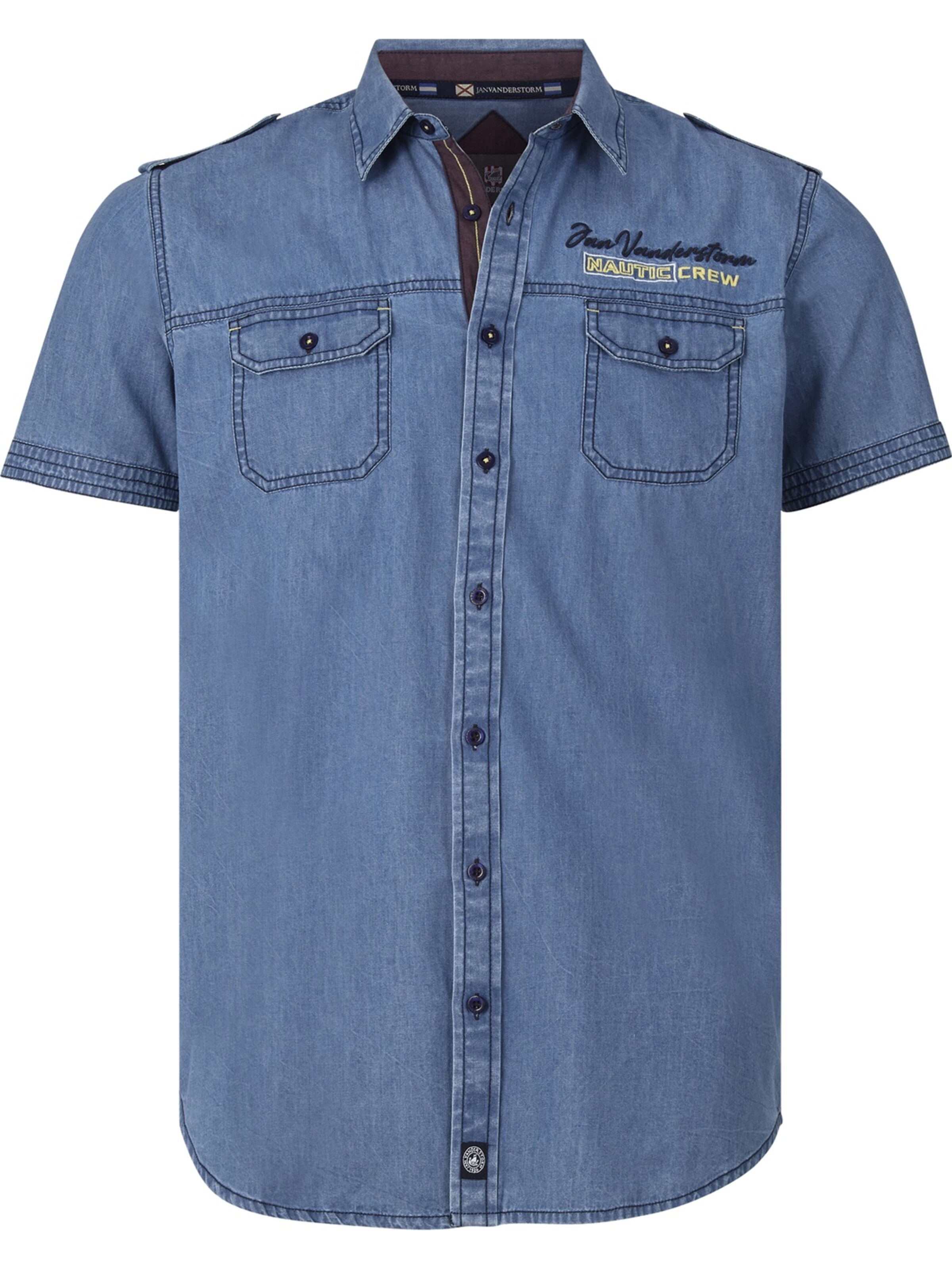 Jan Vanderstorm Jeanshemd ' Lorensius ' in Blau: Vorderseite