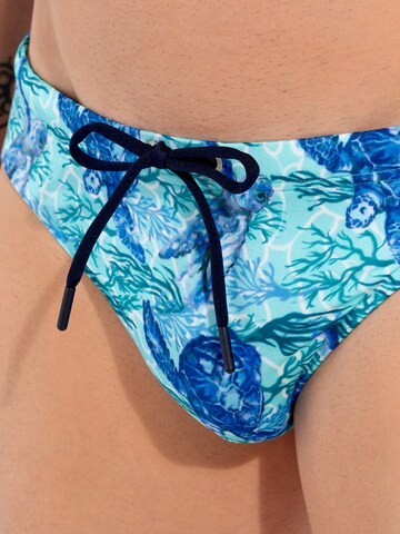 HOM Badehose ' Swim Micro Briefs Tartane ' in Blau: Vorderseite