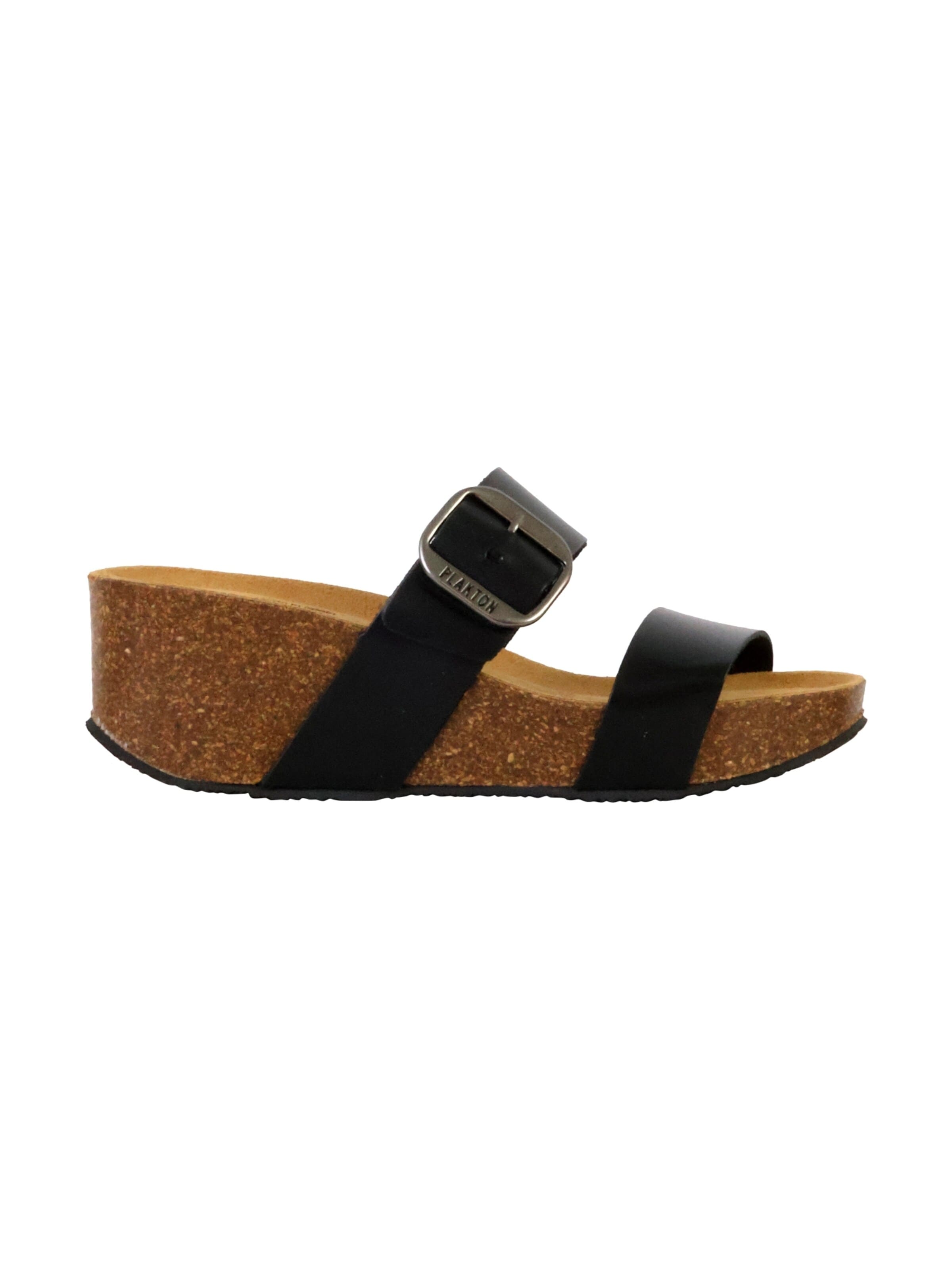 Mule 'So Rock Keilabsatz-Pantoletten aus Leder' Plakton en noir