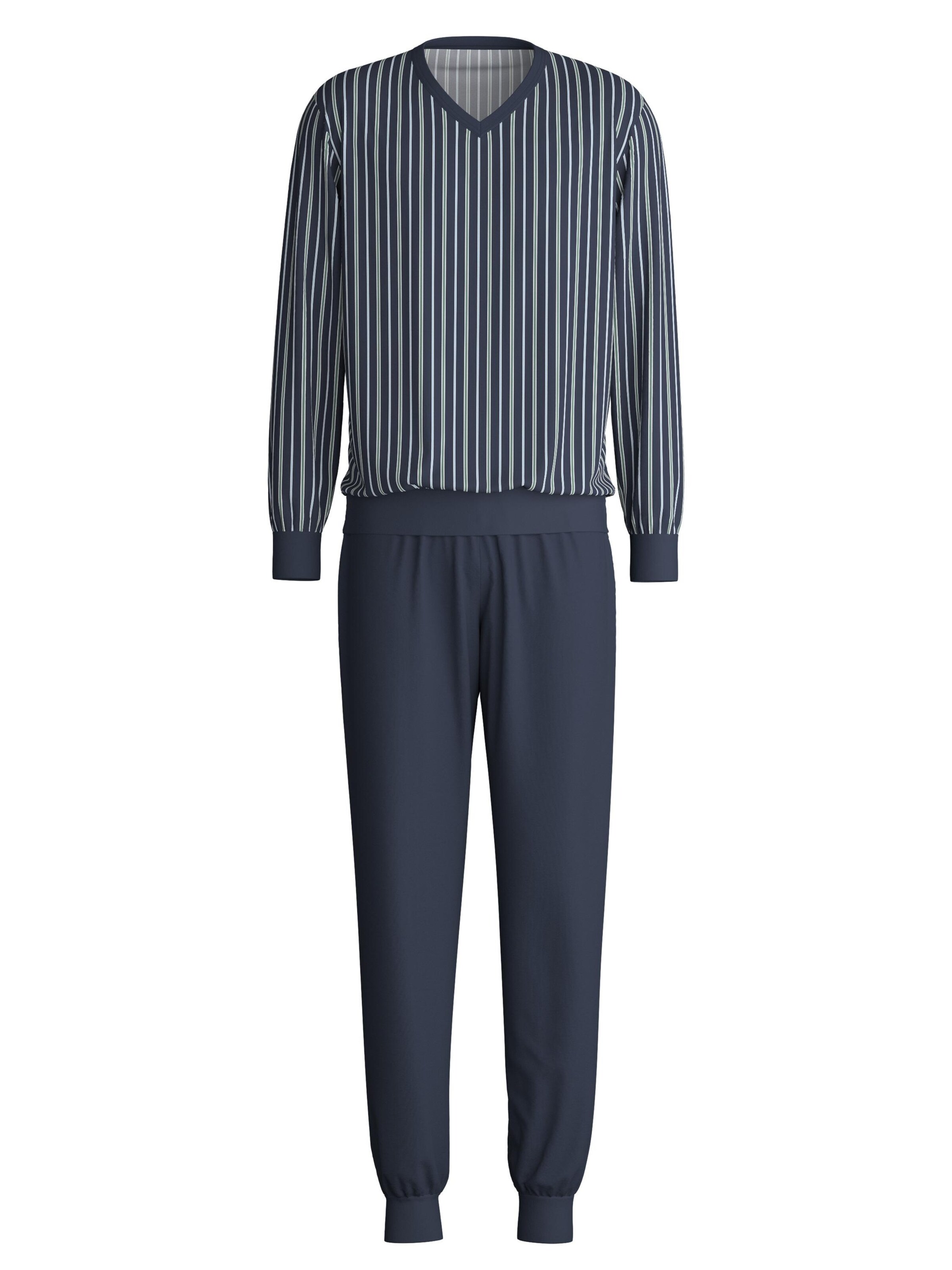 CALIDA Pyjama lang 'Cotton Special'‌‌ in Blau: Vorderseite
