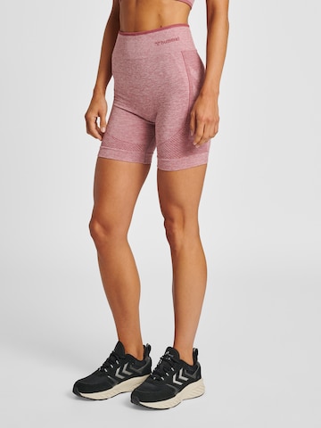 Skinny Pantalon de sport Hummel en rose : devant