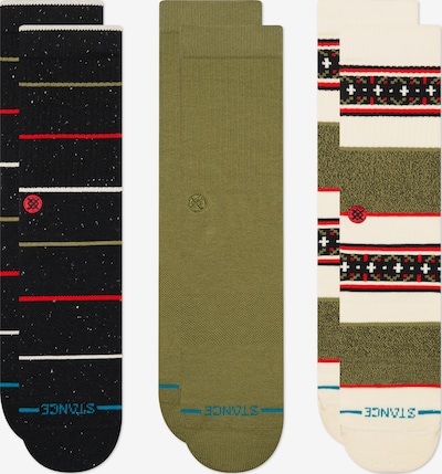 Stance Čarape 'Greetings' u boja slonovače / kivi zelena / crvena / crna, Pregled proizvoda