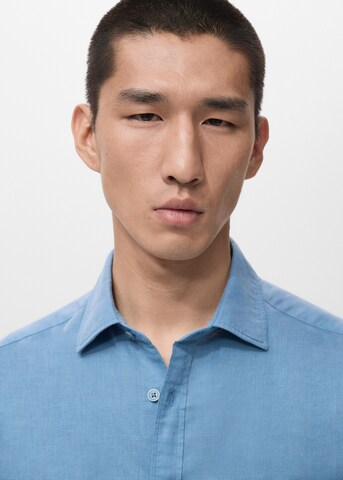 MANGO MAN Regular fit Button Up Shirt 'Ants-H' in Blue