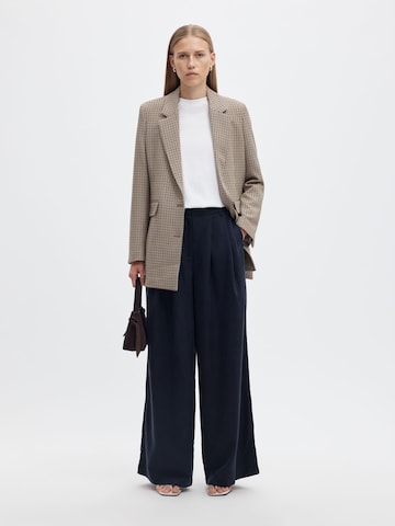 SELECTED Wide Leg Bukser med lægfolder i blå