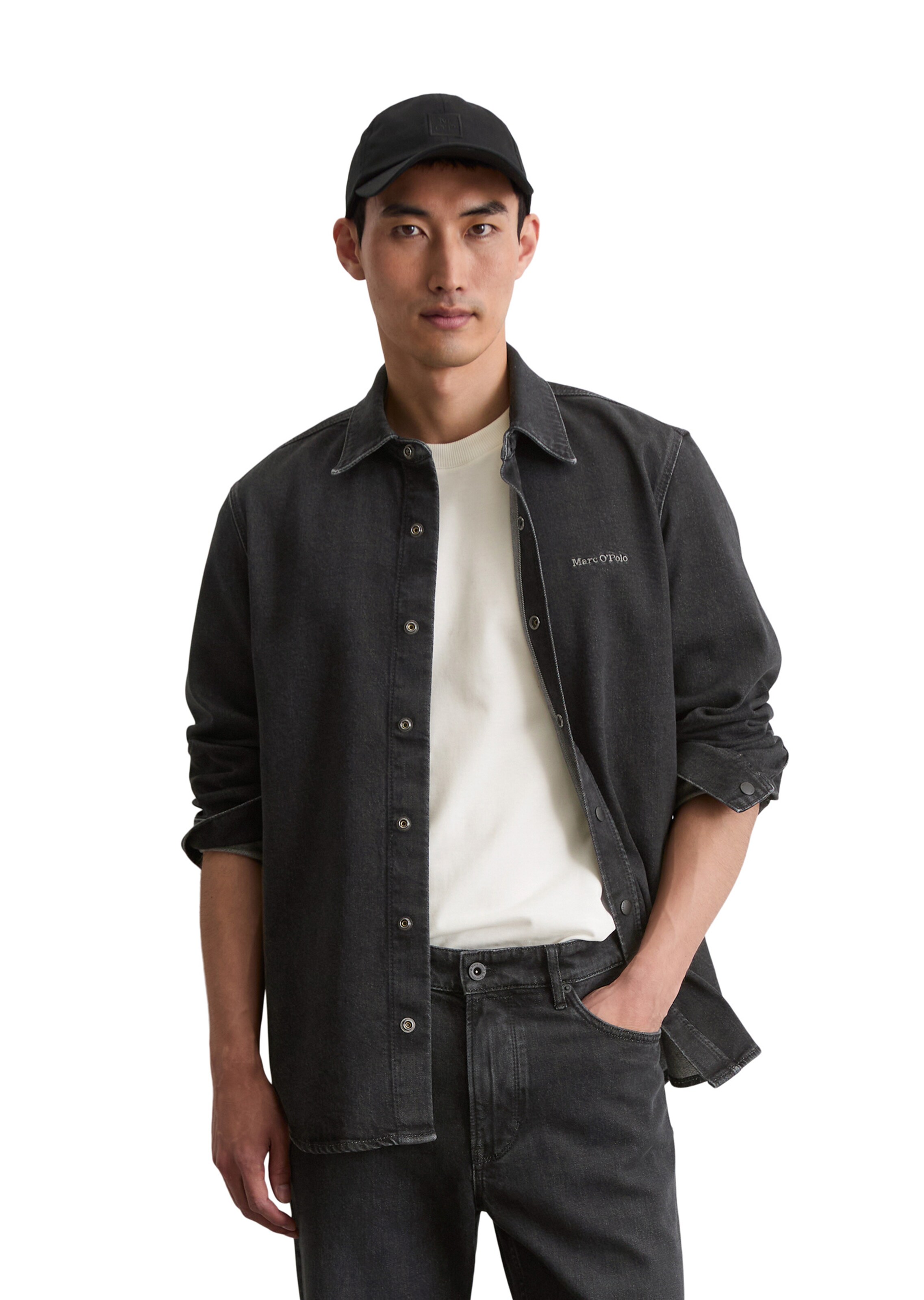 Marc O'Polo Regular fit Button Up Shirt in Grey: front