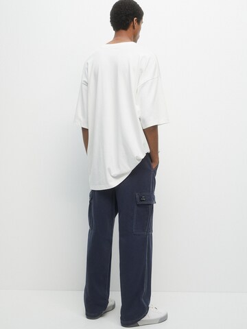 Wide Leg Pantalon cargo Pull&Bear en bleu