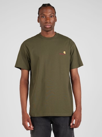 Tricou 'American Script' de la Carhartt WIP pe verde: față