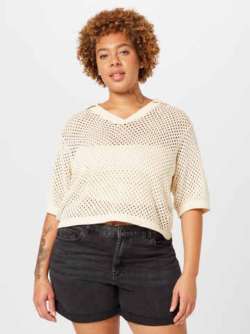 Pull-over 'LAYA' PIECES Curve en blanc : devant