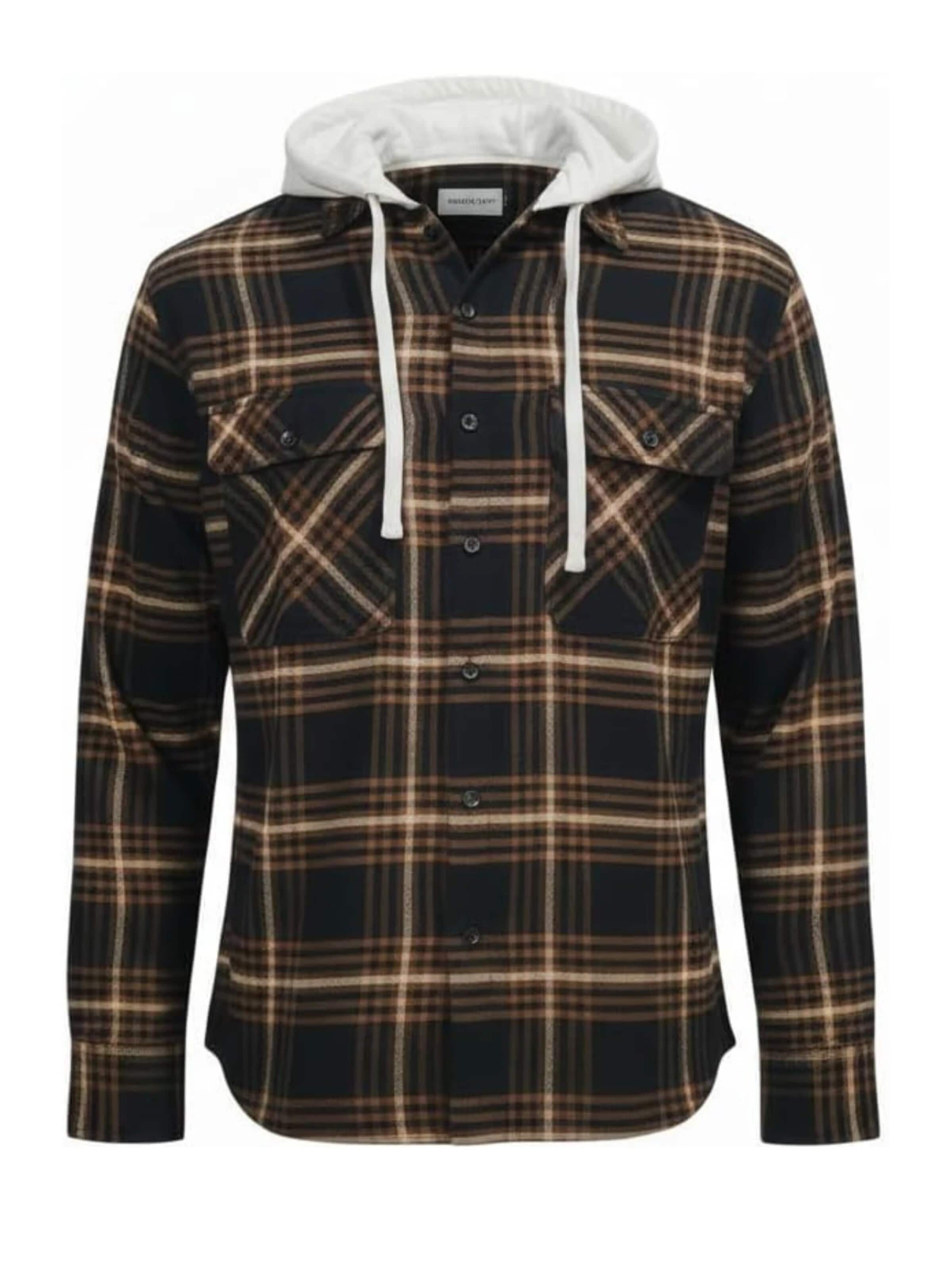 Radwa - Camisa 'Mens flannel with hooddie' en marrón: frente