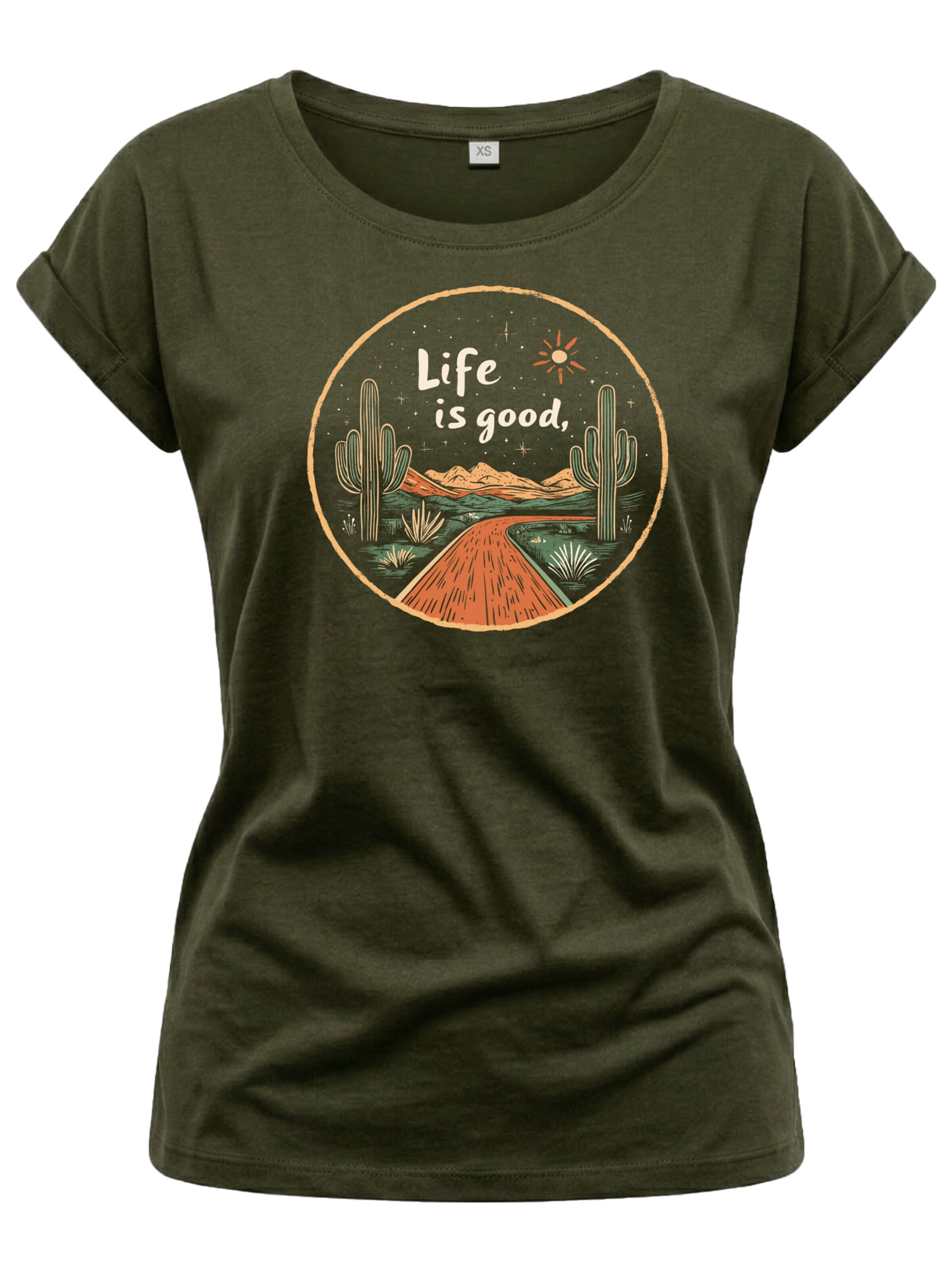 MAKAYA Shirt 'Life is good' in Green: front