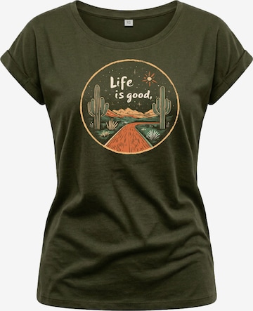 MAKAYA Shirt 'Life is good' in Green: front